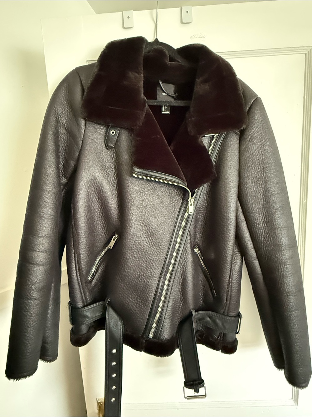 Forever 21 Faux Leather/Faux Fur Bomber Jacket